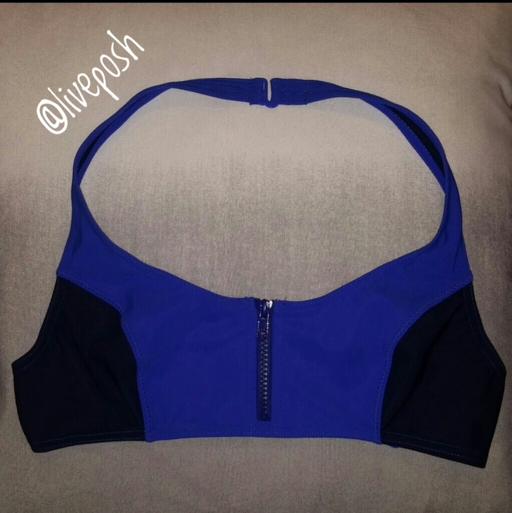 NWT J. CREW Colorblock Zip Halter Bikini Top